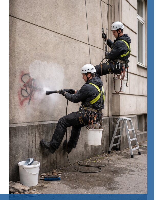 Удаление граффити с фасада в Сестрорецке от 4612 р. | ВЫСОТНИК-Сст