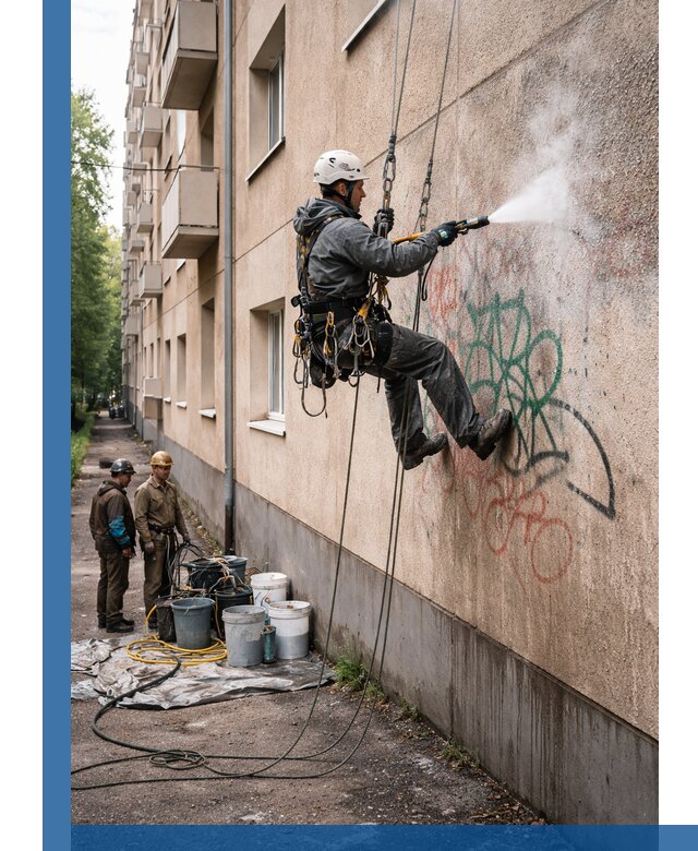 Удаление граффити с фасада в Сестрорецке без следов и повреждений