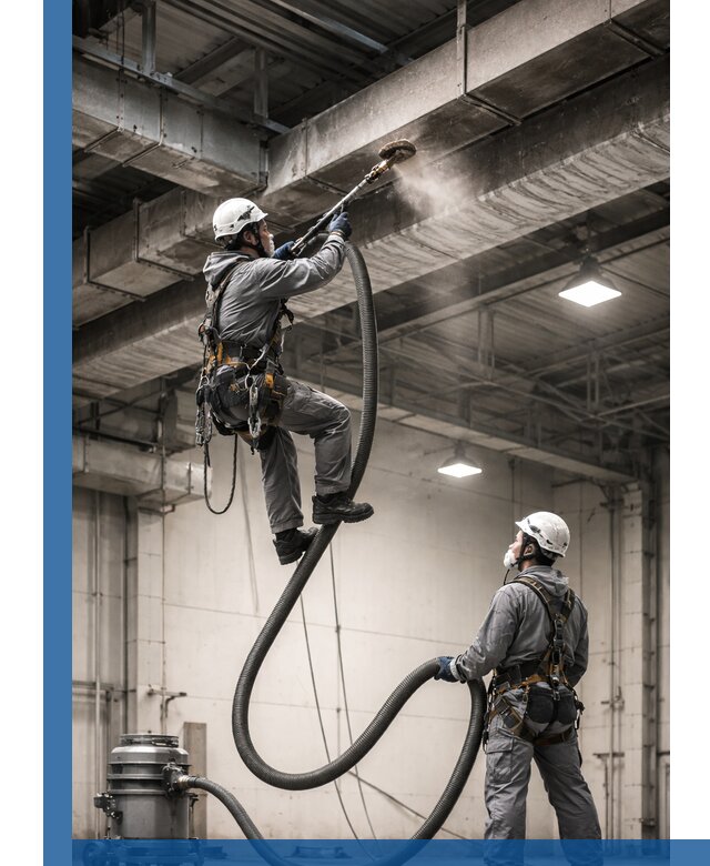 Обеспыливание потолочных конструкций в Сестрорецке промышленным альпинизмом