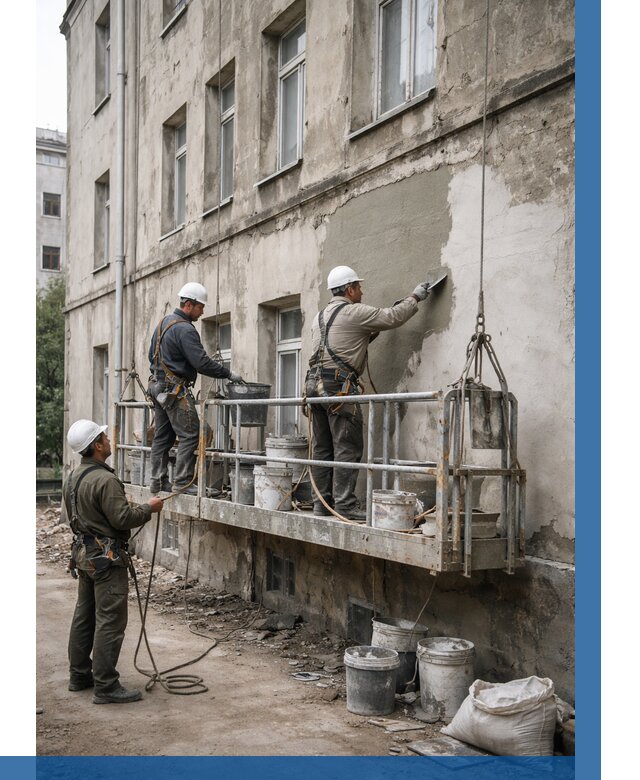 Капитальный ремонт фасада в Сестрорецке от 4305 р. | ВЫСОТНИК-Сст