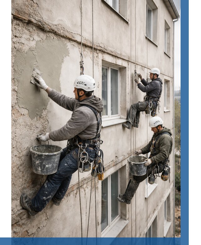 Ремонт штукатурного фасада в Сестрорецке от 769 р. под ключ | ВЫСОТНИК-Сст