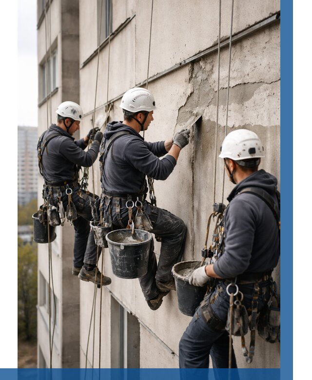 Ремонт бетонных элементов фасада в Сестрорецке от 2562 р. | ВЫСОТНИК-Сст