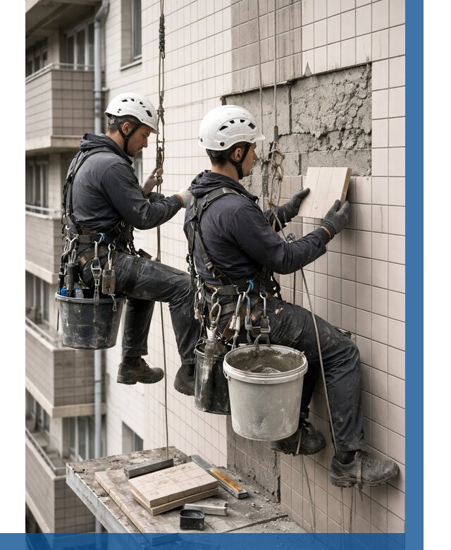 Ремонт облицовки фасада плиткой в Сестрорецке от 1845 р. | ВЫСОТНИК-Сст