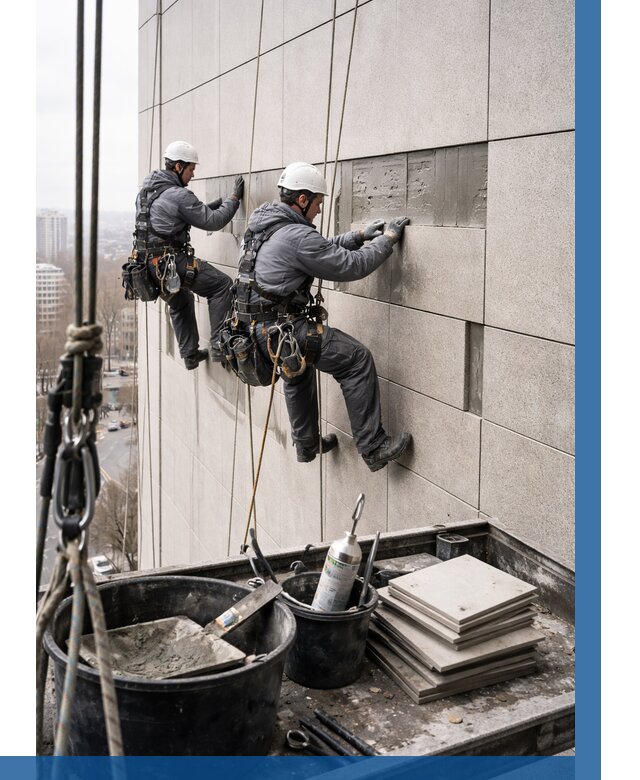 Ремонт фасада из керамогранита в Сестрорецке от 2562 р. | ВЫСОТНИК-Сст