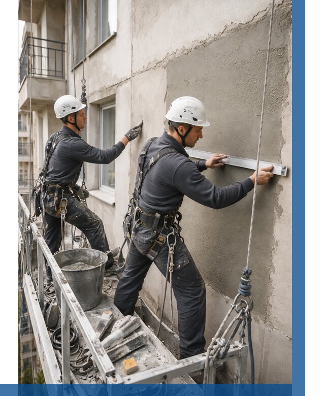 Штукатурка фасада на высоте в Сестрорецке от 922 р. | ВЫСОТНИК-Сст