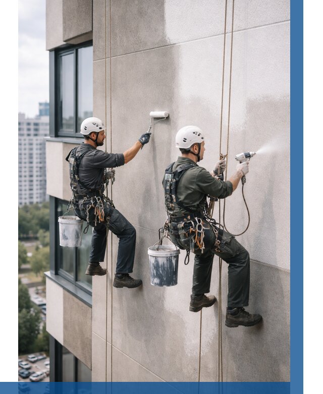 Покраска фасада альпинистами в Сестрорецке от 307 р. | ВЫСОТНИК-Сст