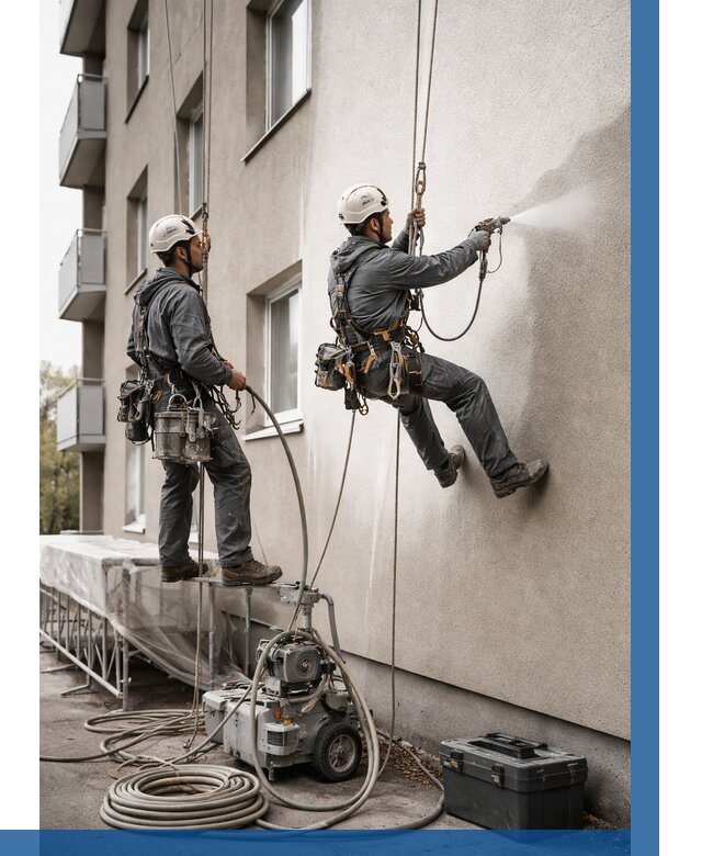 Безвоздушная покраска фасада в Сестрорецке от 225 р/м² | ВЫСОТНИК-Сст