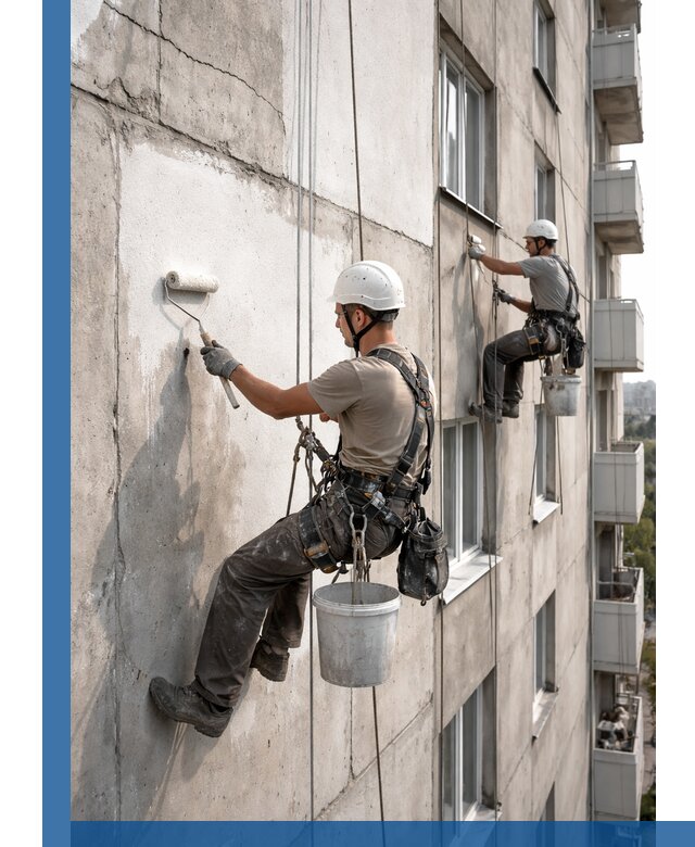 Покраска бетонного фасада в Сестрорецке для жилых и промышленных объектов