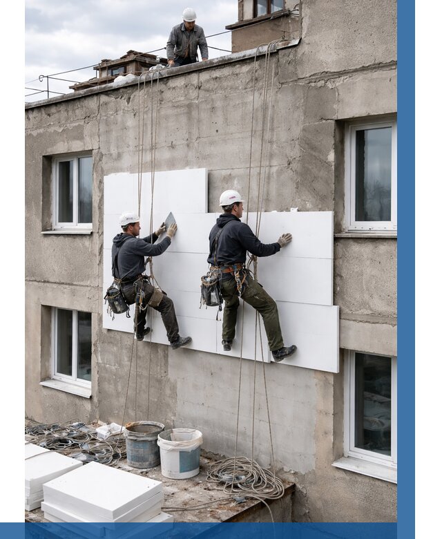 Утепление фасада пенополистиролом в Сестрорецке от 1845 р. | ВЫСОТНИК-Сст