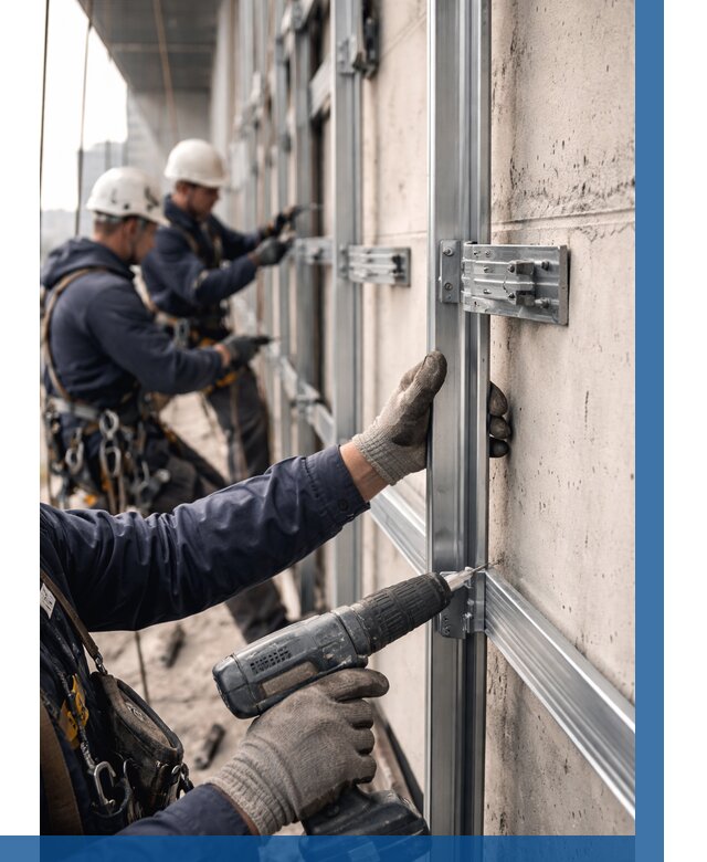 Монтаж подсистемы вентфасада в Сестрорецке от 871 р. | ВЫСОТНИК-Сст