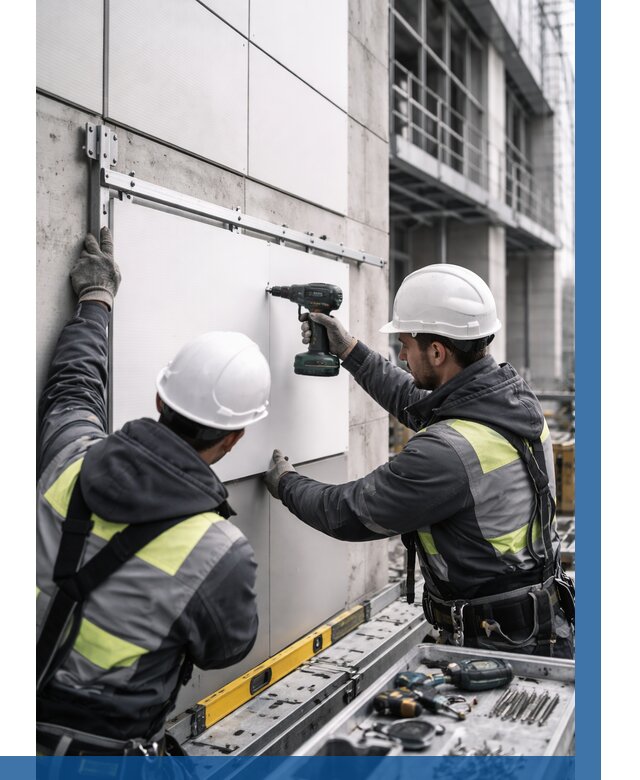 Монтаж композитных панелей фасада в Сестрорецке от 2562 р. | ВЫСОТНИК-Сст