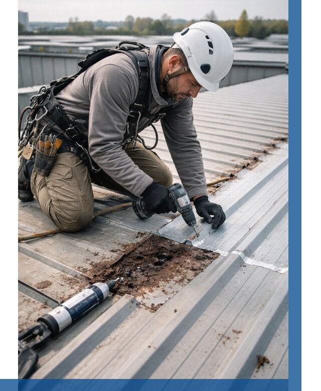 Ремонт профнастила на кровле в Сестрорецке от 717 р. | ВЫСОТНИК-Сст