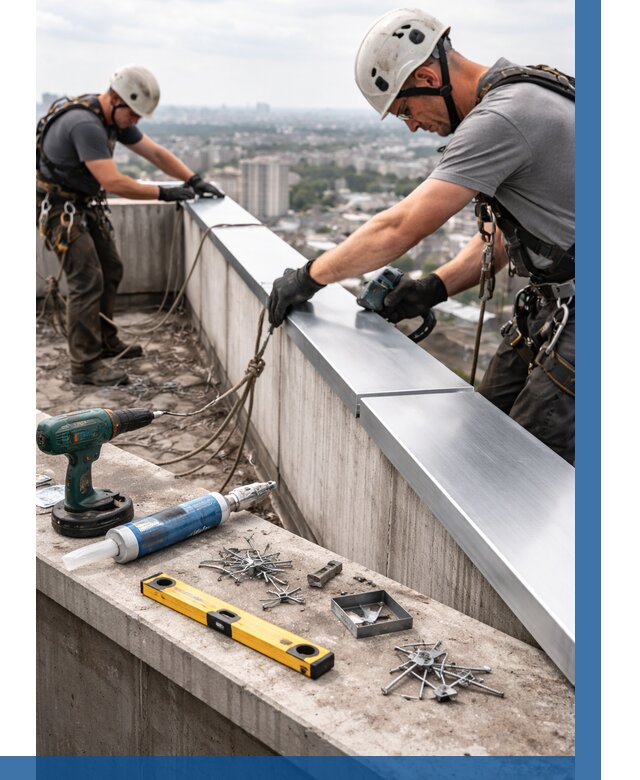 Монтаж парапетных крышек в Сестрорецке от 820 р. | ВЫСОТНИК-Сст