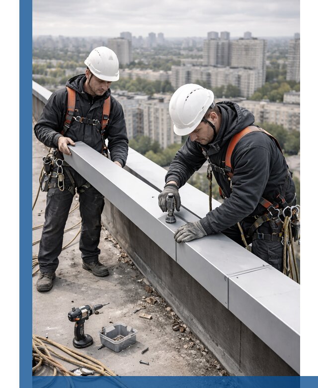 Монтаж парапетных крышек и ограждений кровли в Сестрорецке