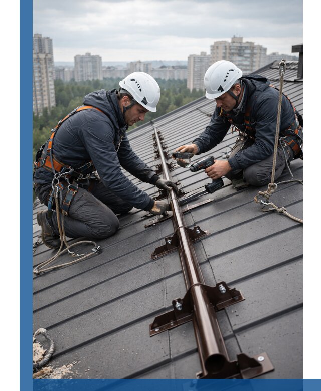 Монтаж снегозадержателей на кровле зданий в Сестрорецке под ключ