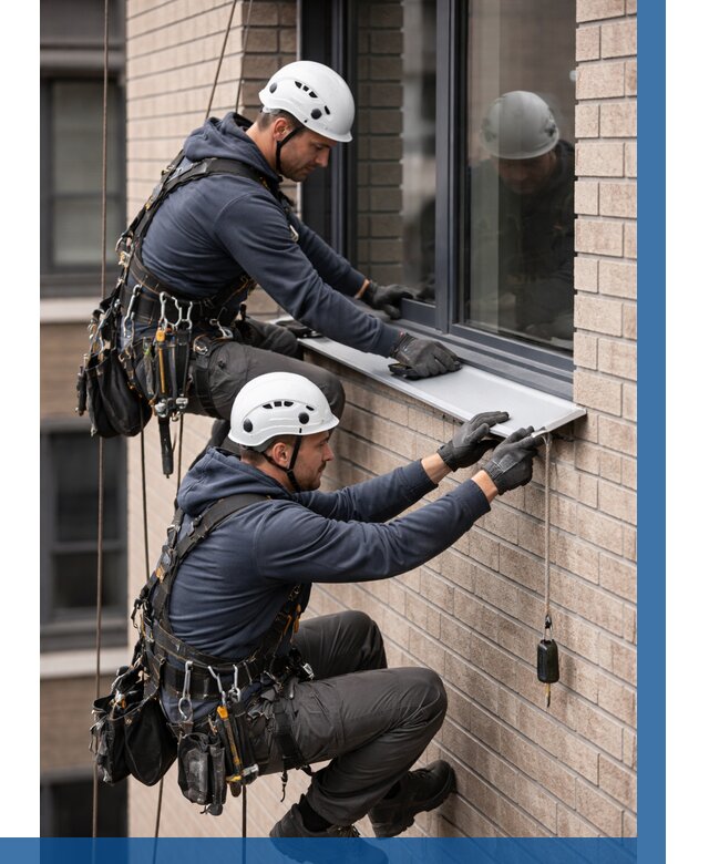 Монтаж оконных отливов под ключ в Сестрорецке от 3587 р. | ВЫСОТНИК-Сст