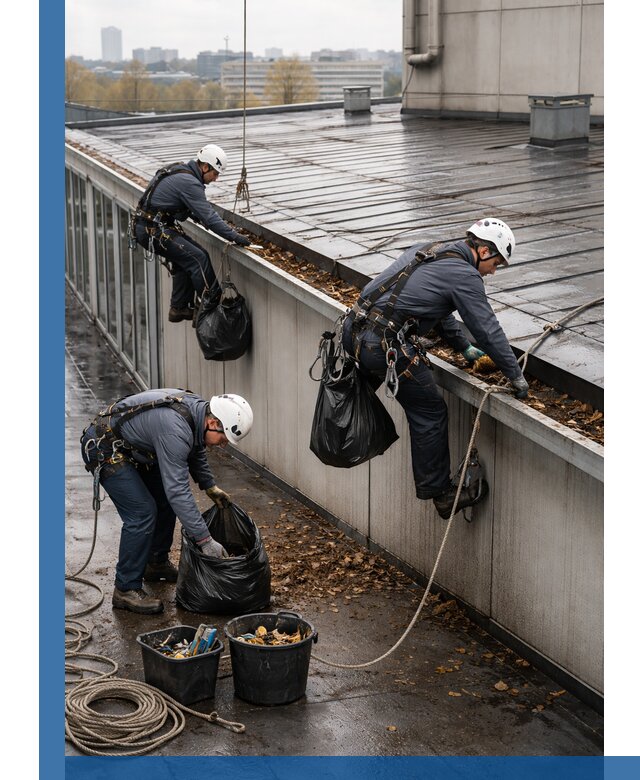 Очистка кровли по периметру в Сестрорецке силами промышленных альпинистов