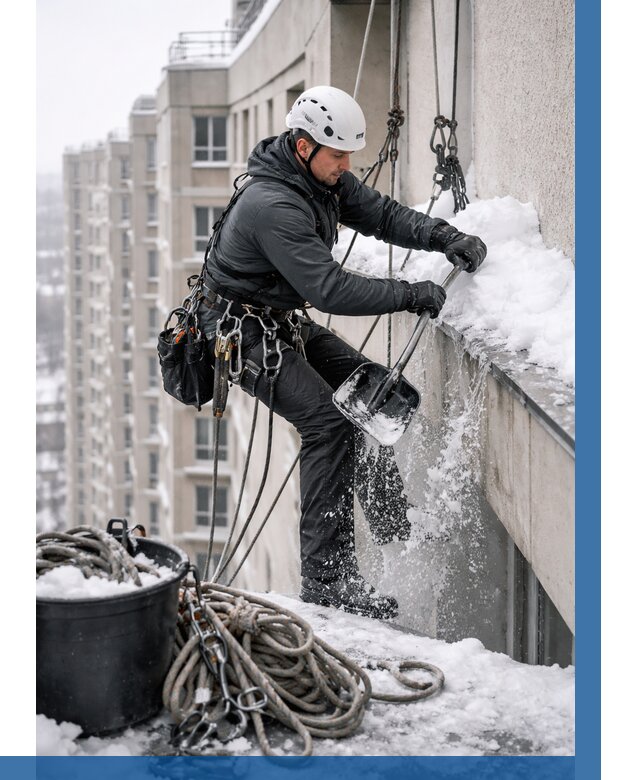 Очистка карнизов от снега в Сестрорецке от 307 р. | ВЫСОТНИК-Сст