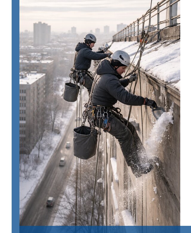Очистка карнизов от снега в Сестрорецке профессионально и безопасно