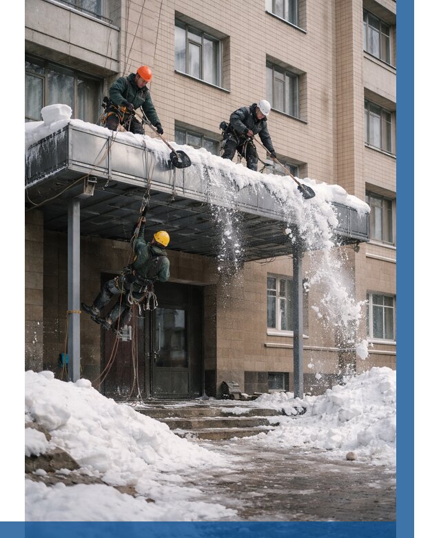 Очистка козырьков от снега в Сестрорецке от 3587 р. | ВЫСОТНИК-Сст