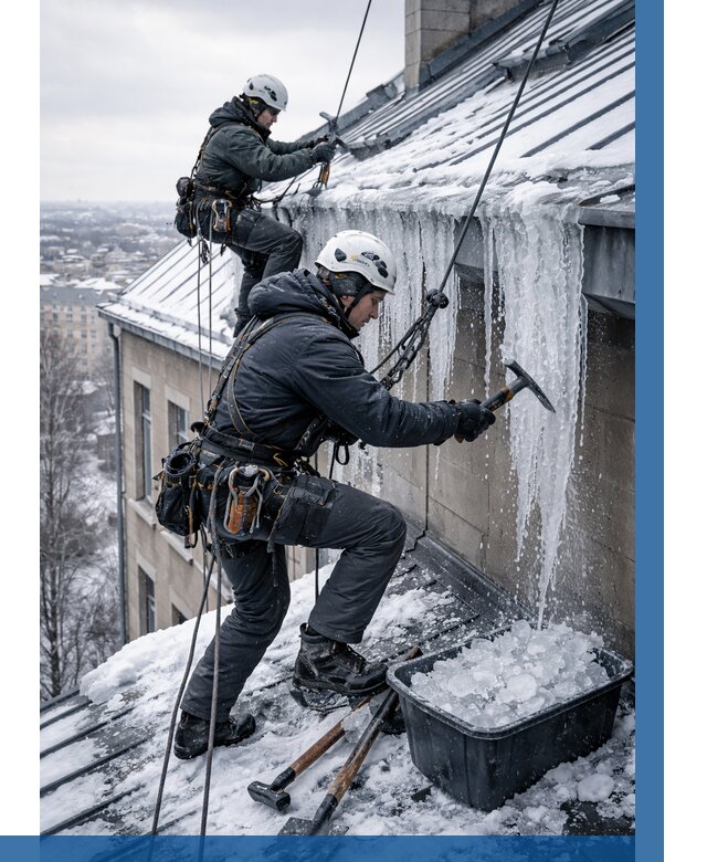 Удаление наледи с кровли в Сестрорецке от 5637 р. | ВЫСОТНИК-Сст