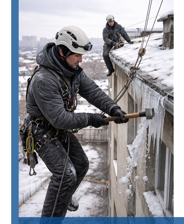 Сбивание и удаление сосулек с крыши в Сестрорецке безопасно