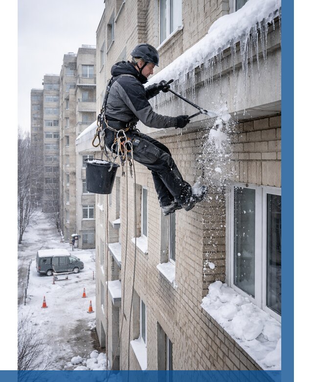 Удаление наледи с карнизов в Сестрорецке от 359 р. | ВЫСОТНИК-Сст
