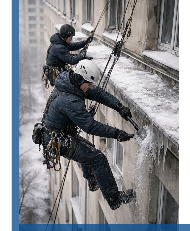 Удаление наледи и сосулек с карнизов в Сестрорецке профессионально