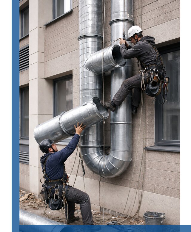 Монтаж фасадных воздуховодов в Сестрорецке с герметизацией и крепежом