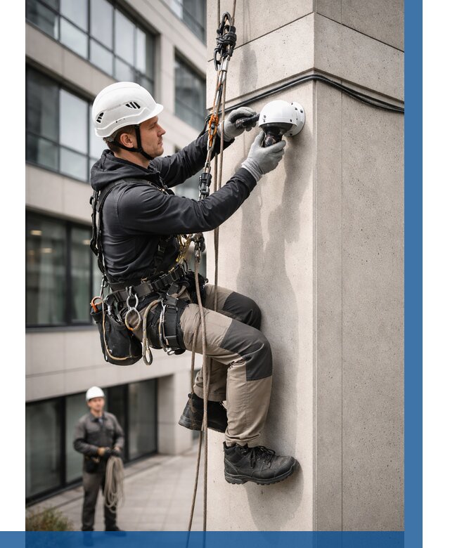 Монтаж камер видеонаблюдения на фасаде в Сестрорецке от 8712 р.-ВЫСОТНИК-Сст