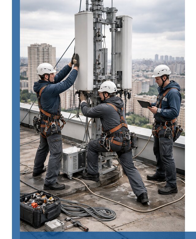 Монтаж антенн связи на крыше в Сестрорецке с вводом в эксплуатацию