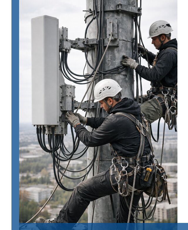 Монтаж оборудования связи на мачте в Сестрорецке с пусконаладкой