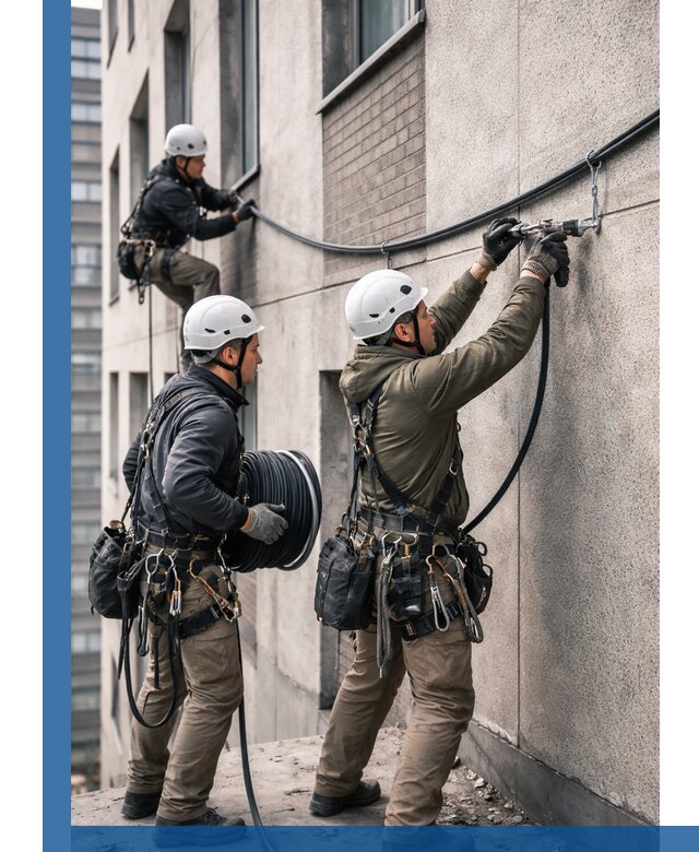 Прокладка кабеля по фасаду в Сестрорецке, профессиональный монтаж