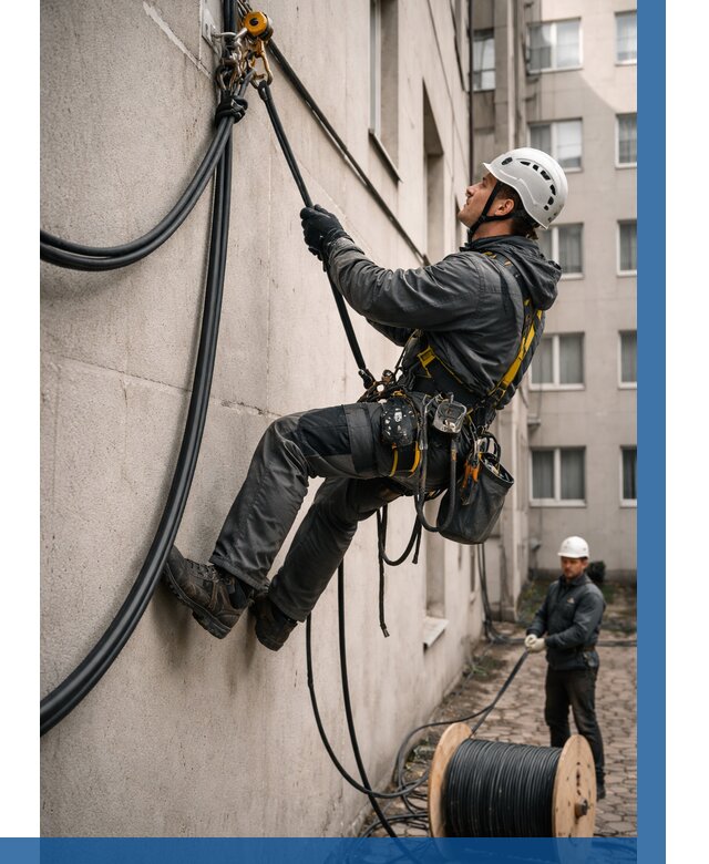 Протяжка кабеля питания на высоте в Сестрорецке от 461 р. | ВЫСОТНИК-Сст