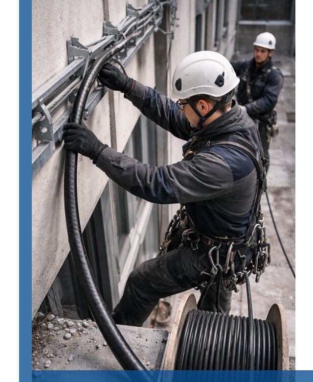 Протяжка кабеля питания на высоте в Сестрорецке с гарантией безопасности и качества