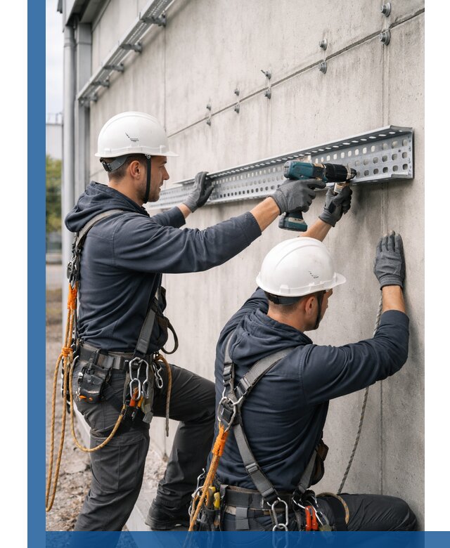 Монтаж кабельных лотков на фасаде зданий в Сестрорецке с гарантией