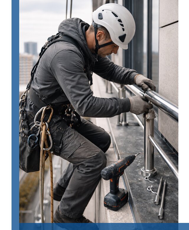 Монтаж ограждений на высоте в Сестрорецке для зданий и конструкций