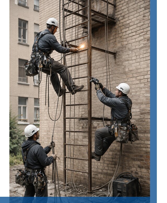 Ремонт пожарной лестницы в Сестрорецке от 7687 р. | ВЫСОТНИК-Сст