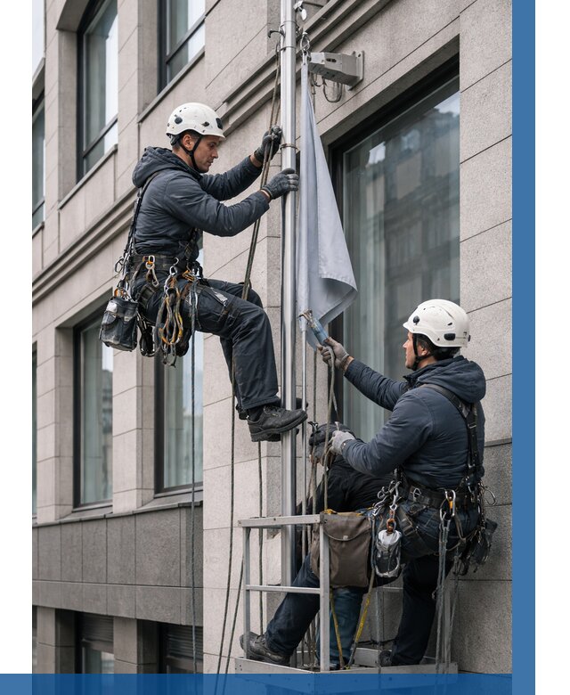 Установка флагов на фасаде в Сестрорецке от 4612 р. | ВЫСОТНИК-Сст