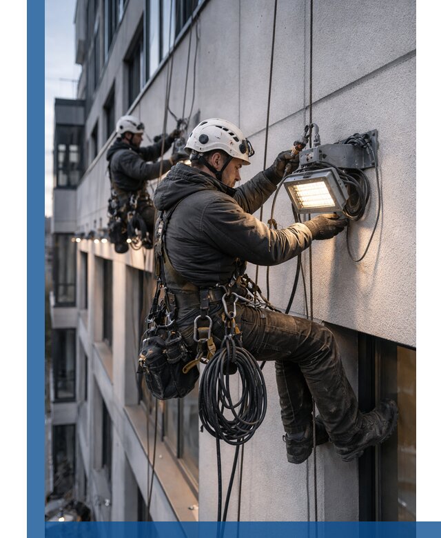 Монтаж фасадного освещения в Сестрорецке установка и подключение