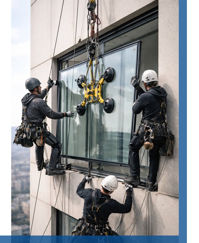 Монтаж стеклопакетов на высоте в Сестрорецке от 3280 р. | ВЫСОТНИК-Сст