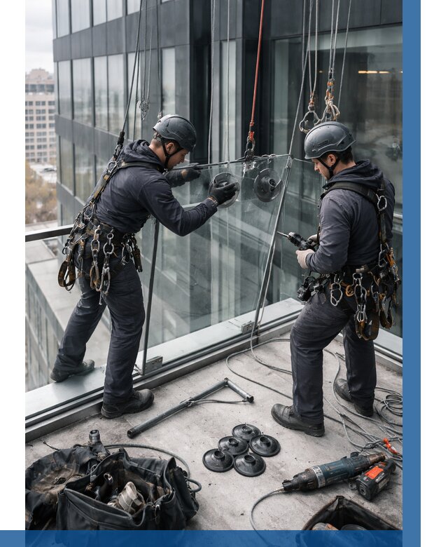 Монтаж стеклянных ограждений в Сестрорецке от 2562 р. | ВЫСОТНИК-Сст