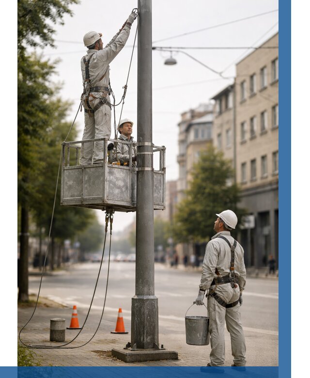Покраска опор освещения в Сестрорецке от 5125 р. | ВЫСОТНИК-Сст
