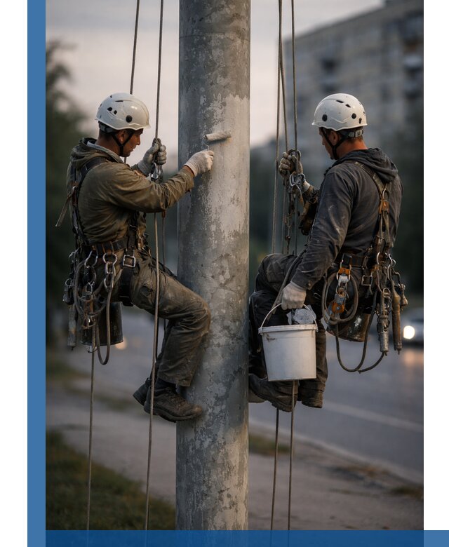 Покраска опор освещения и антикоррозийная защита в Сестрорецке