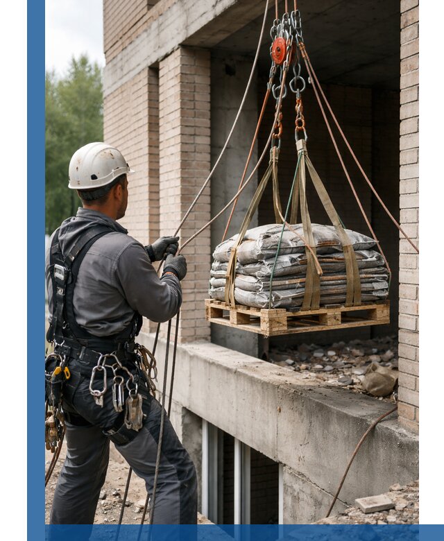 Подъем материалов на этаж веревками в Сестрорецке оперативно