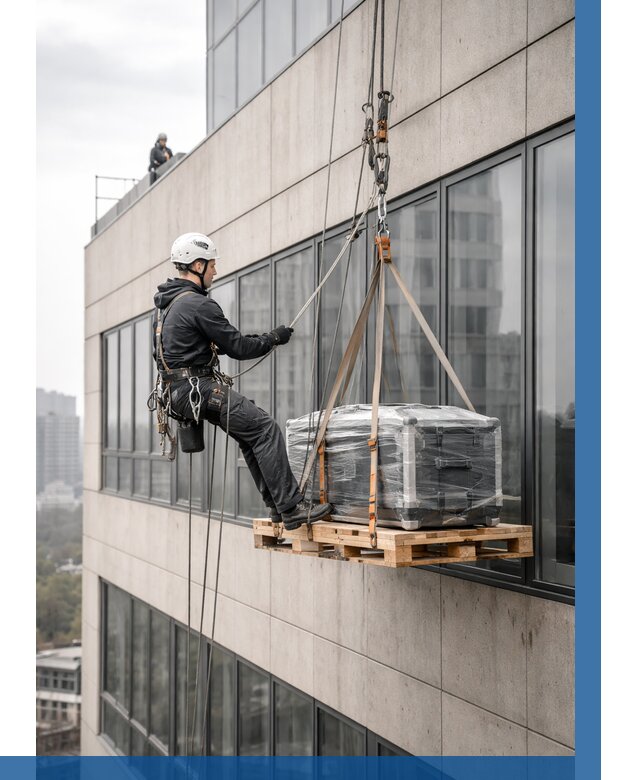 Спуск груза по фасаду в Сестрорецке от 3587 р. | ВЫСОТНИК-Сст