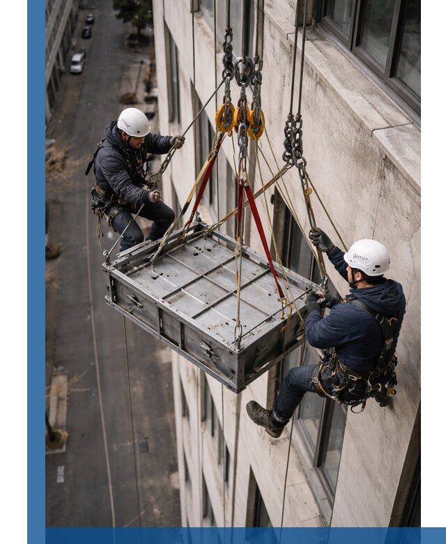 Спуск и подъем грузов по фасаду в Сестрорецке для зданий