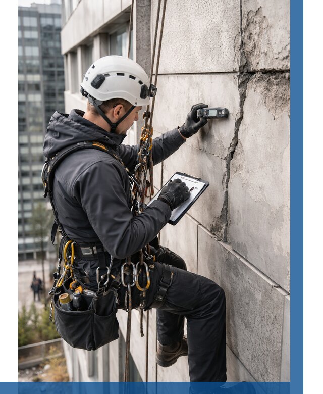 Обследование фасада альпинистами в Сестрорецке от 123 р. | ВЫСОТНИК-Сст