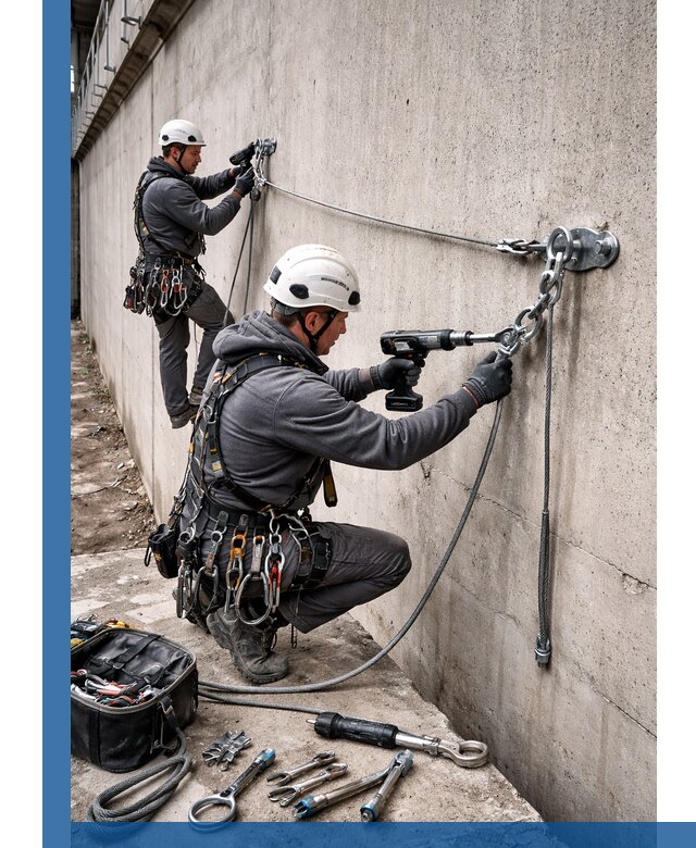 Монтаж анкерных линий высотной безопасности в Сестрорецке