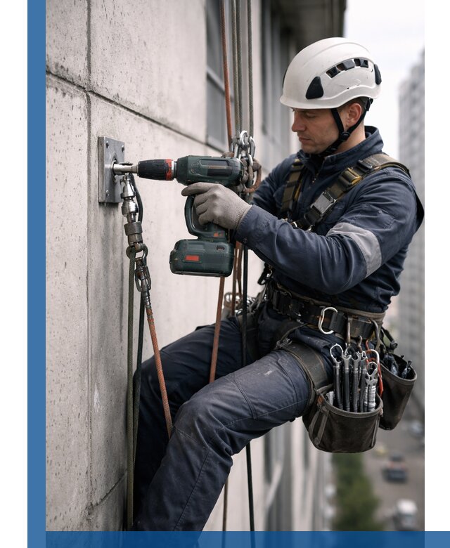 Установка анкерных точек для высотных работ в Сестрорецке